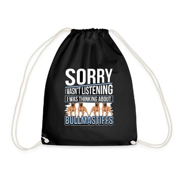 Bullmastiff I Was Thinking About Bullmastiffs - Drawstring Bag - black - Front