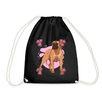 Bullmastiff Bullmastiff Heart Design - Drawstring Bag - black - Front