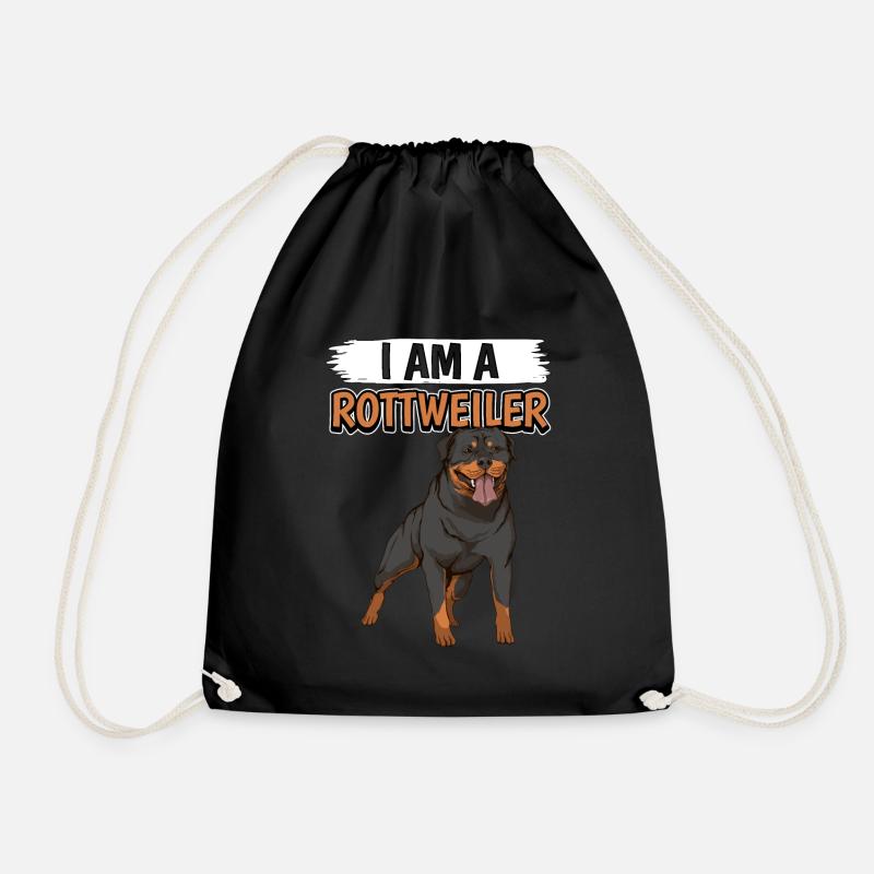 Rottweiler I Am A Rottweiler - Drawstring Bag - black