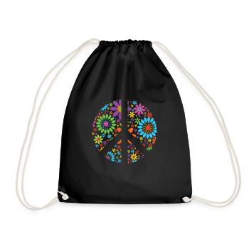 Retro Flowers Design Signe de paix Signe de paix - Sac de sport léger - noir - Devant