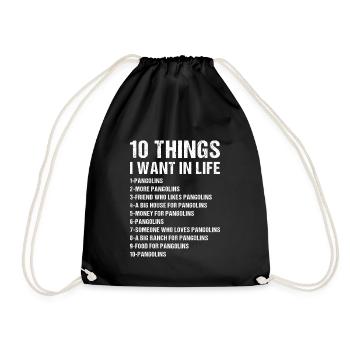 10 Things I Want In Life Pangolin - Drawstring Bag - black - Front