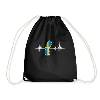 Heartbeat Design Drapeau suédois Suède - Sac de sport léger - noir - Devant