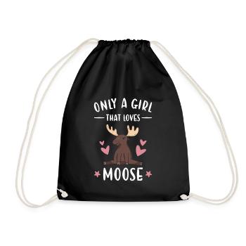 Elk Only A Girl That Loves Moose - Drawstring Bag - black - Front