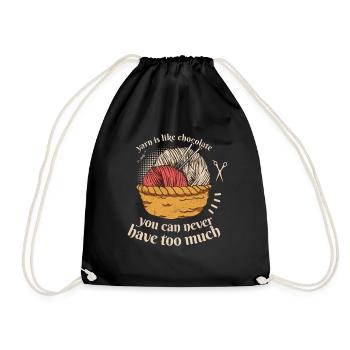 Yarn Is Like Chocolate Knitting - Drawstring Bag - black - Front