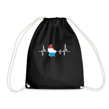 Heartbeat Design Luxembourg Flag Luxembourg - Drawstring Bag - black - Front