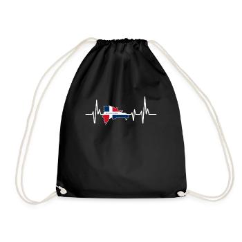 Heartbeat Design Flag Dominican Republic - Drawstring Bag - black - Front
