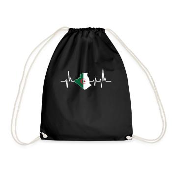 Heartbeat Design Algerian Flag Algeria - Drawstring Bag - black - Front