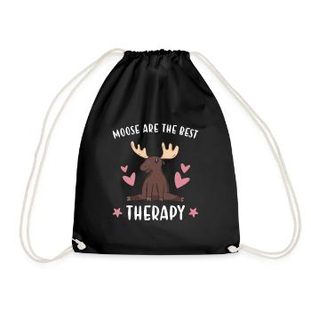Elk Moose Are The Best Therapy Moose - Drawstring Bag - black - Front
