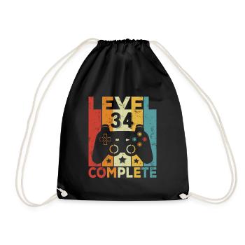 Niveau 34 Anniversaire complet 34 ans Homme Femme - Sac de sport léger - noir - Devant