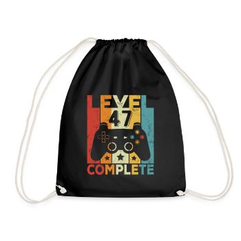 Level 47 Complete Birthday 47 Years Man Woman - Drawstring Bag - black - Front