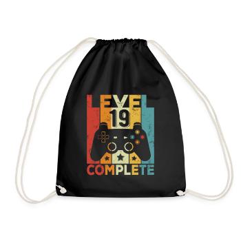 Level 19 Complete 19 Geburtstag Junge Mädchen - Turnbeutel - Schwarz - Vorne