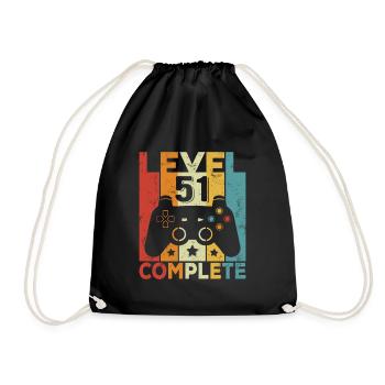Level 51 Complete Birthday 51 Years Man Woman - Drawstring Bag - black - Front
