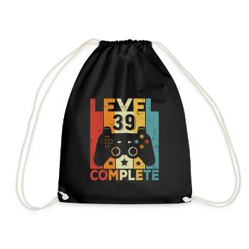 Level 39 Complete Birthday 39 Years Man Woman - Drawstring Bag - black - Front