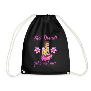 Damen Dirndl Ersatz Trachten Ersatz Bluse Kirmes - Turnbeutel - Schwarz - Vorne