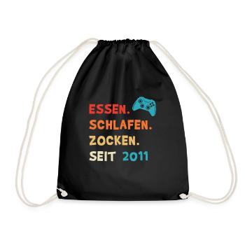 Jahrgang 2011 11.Geburtstag Geschenkidee für Gamer - Turnbeutel - Schwarz - Vorne