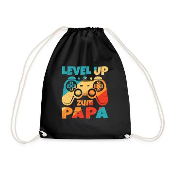Level Up zum Papa Schwanger Geburt Gamer - Turnbeutel - Schwarz - Vorne
