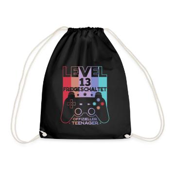Level 13 Offizieller Teenager 13 Geburtstag - Turnbeutel - Schwarz - Vorne