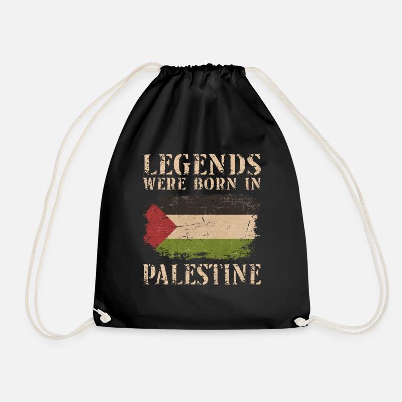 Vintage Design Palestinian Palestine - Drawstring Bag - black