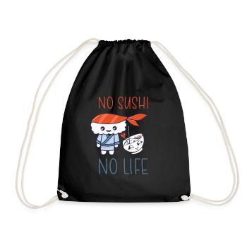 Kawaii Japanese Food Salmon Salmon Sushi Roll - Drawstring Bag - black - Front