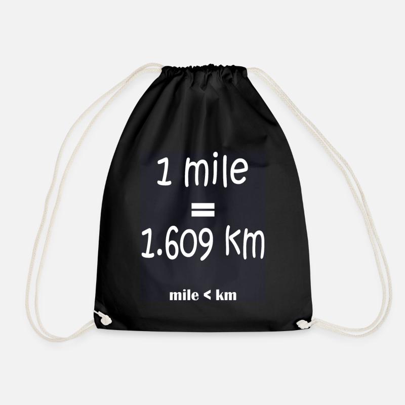 What's longer a mile or a kilometer - Drawstring Bag - black