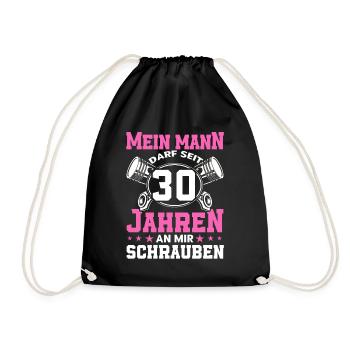 Perlenhochzeit Ehepaar 30. Hochzeitstag Geschenk - Turnbeutel - Schwarz - Vorne