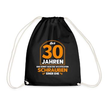 Perlenhochzeit Ehepaar 30. Hochzeitstag Geschenk - Turnbeutel - Schwarz - Vorne
