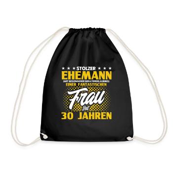 Perlenhochzeit Ehepaar 30. Hochzeitstag Geschenk - Turnbeutel - Schwarz - Vorne