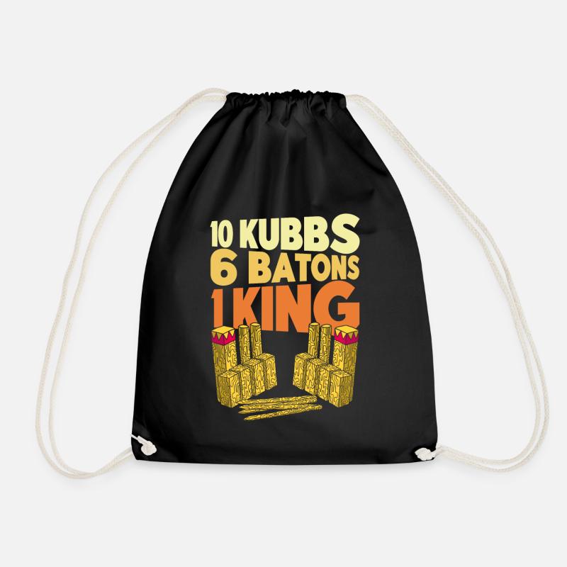 Kubb 10 Kubbs 6 Stöcke 1 König Geschenk - Turnbeutel - Schwarz