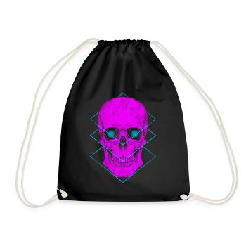 Vaporwave Schädel - Turnbeutel - Schwarz - Vorne