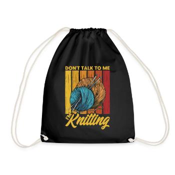 Yarn Knitting Knitting Knitting Lovers Gift - Drawstring Bag - black - Front