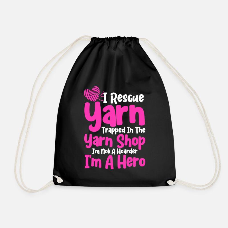 Knitting Knitting Lovers Knitting Gift - Drawstring Bag - black