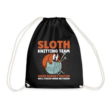 Garn stricken Stricken Stricken Stoff Geschenk - Turnbeutel - Schwarz - Vorne