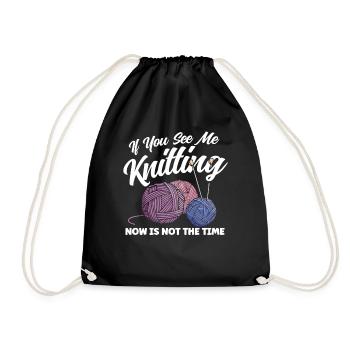 Yarn Knitting Knitting Knitting Lovers Gift - Drawstring Bag - black - Front