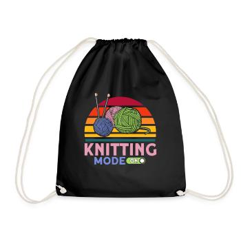 Garn stricken Stricken Stricken Liebhaber Geschenk - Turnbeutel - Schwarz - Vorne