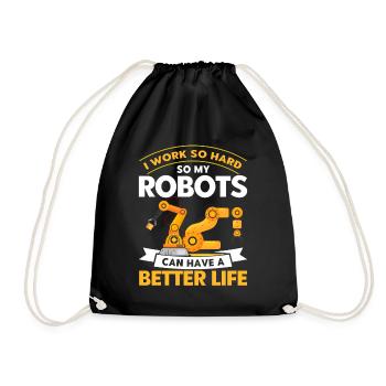 Robotic Robot Robotics Engineer Gift - Drawstring Bag - black - Front