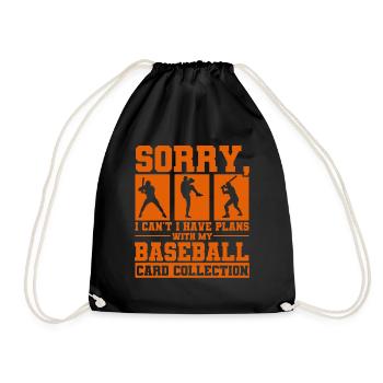 Collectors of Baseball Cards Baseball Card - Drawstring Bag - black - Front