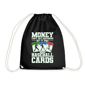 Sports Card Collection Collectors of Baseball Cards - Drawstring Bag - black - Front