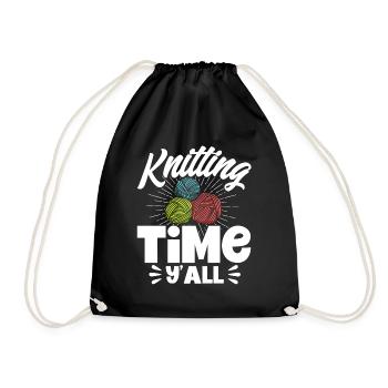 Knitting Yarn Knitting Knitting Fabric Gift - Drawstring Bag - black - Front