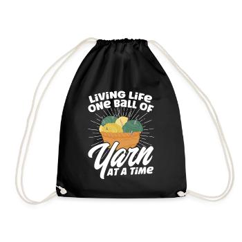 Yarn Knitting Knitting Knitting Fabric Gift - Drawstring Bag - black - Front