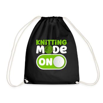 Garn stricken Stricken Stricken Liebhaber Geschenk - Turnbeutel - Schwarz - Vorne