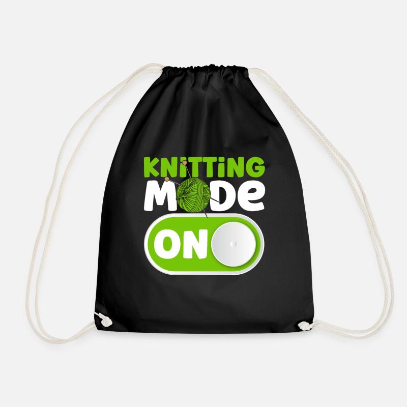 Yarn Knitting Knitting Knitting Lovers Gift - Drawstring Bag - black