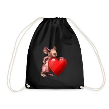 Cochon d’Inde maigre Amour avec cœur - Sac de sport léger - noir - Devant