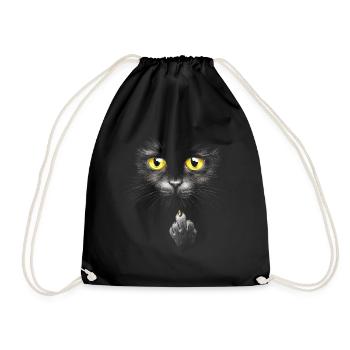 Cheeky Bombay Cat Middle Finger House Cat - Drawstring Bag - black - Front