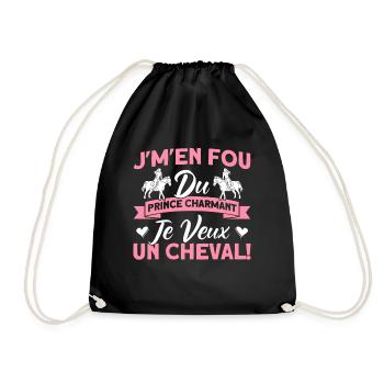 Pferde Reiter Reiten Geschenk - Turnbeutel - Schwarz - Vorne