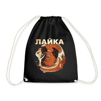 Laika Weltraum Hund - Turnbeutel - Schwarz - Vorne