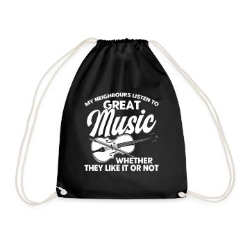 Geige Violinist Geigenspieler Geschenk - Turnbeutel - Schwarz - Vorne
