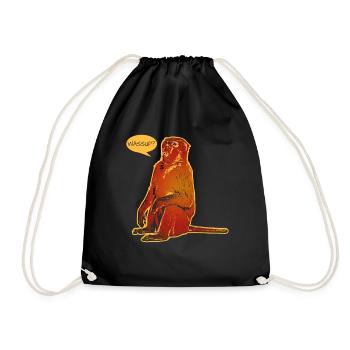 Funny baboon - Drawstring Bag - black - Front