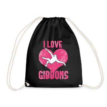 Ich liebe Gibbons - Turnbeutel - Schwarz - Vorne