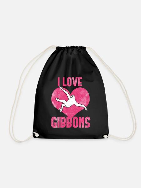 Ich liebe Gibbons - Turnbeutel - Schwarz