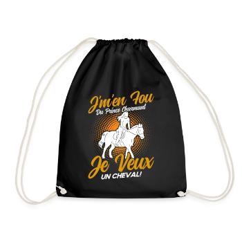 Pferde Reiter Reiten Geschenk - Turnbeutel - Schwarz - Vorne